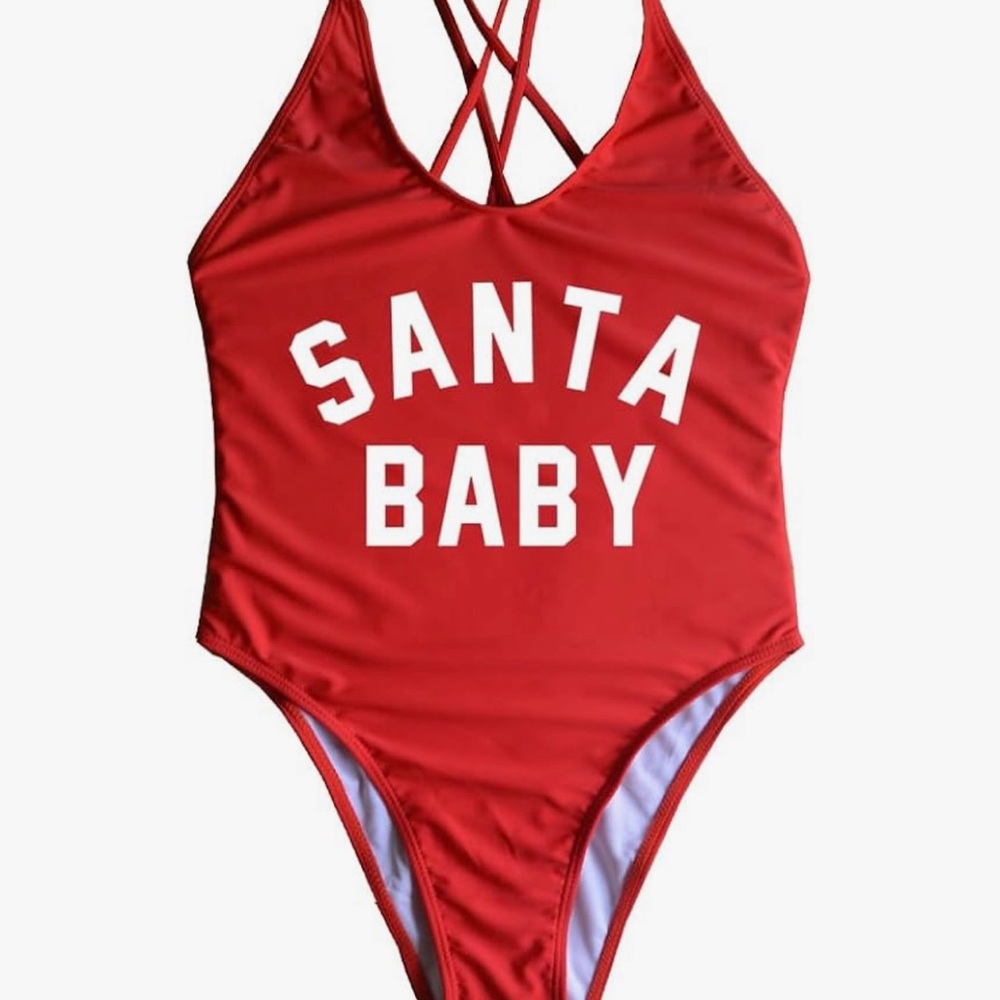 Red 'Santa Baby' One-Piece Swimsuit